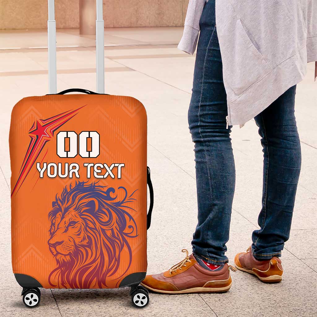 Custom Netherlands Football Luggage Cover Oranje Lion - Wonder Print Shop