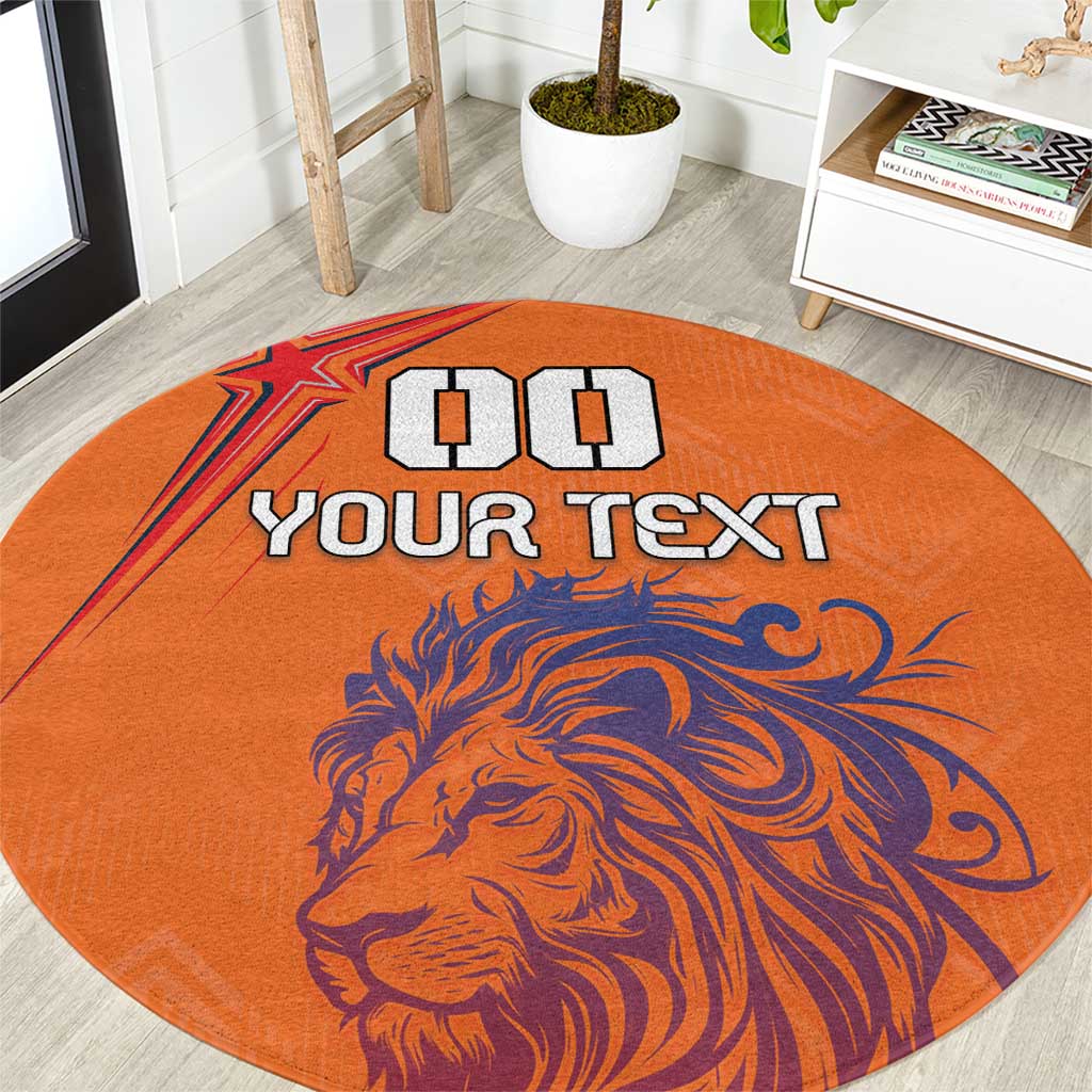 Custom Netherlands Football Round Carpet Oranje Lion