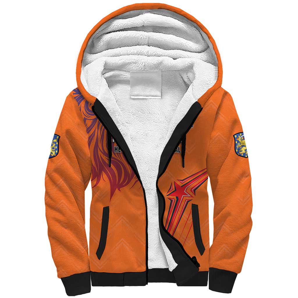 Custom Netherlands Football Sherpa Hoodie Oranje Lion