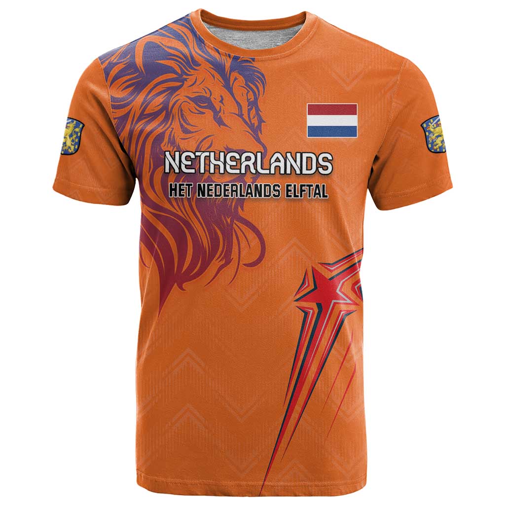 Custom Netherlands Football T Shirt Oranje Lion