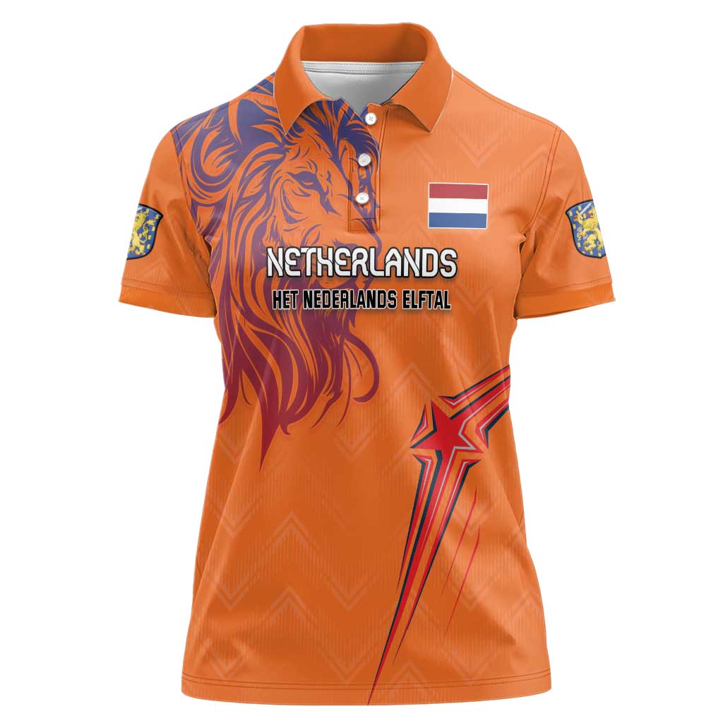 Custom Netherlands Football Women Polo Shirt Oranje Lion