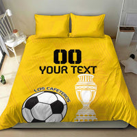 Yellow football duvet cover with soccer ball and trophy graphics, two matching pillowcases