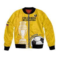 Yellow unisex football bomber jacket with front zipper and trophy, soccer graphic