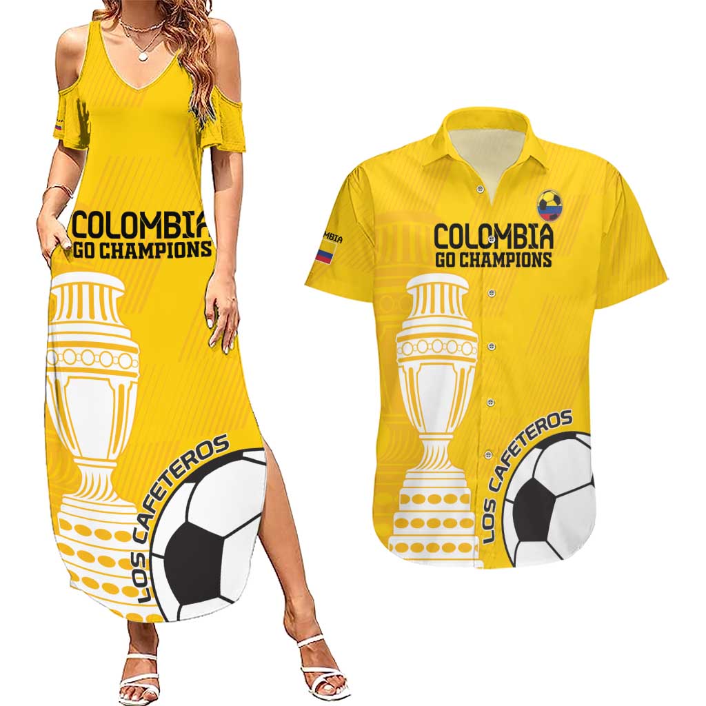 Custom Colombia Football Couples Matching Summer Maxi Dress and Hawaiian Shirt Go Champions - Wonder Print Shop