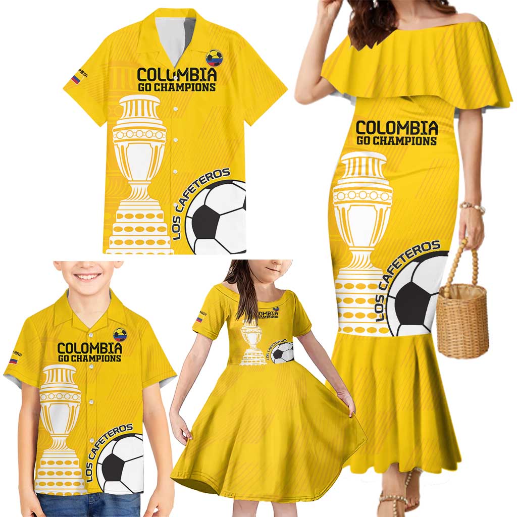 Custom Colombia Football Family Matching Mermaid Dress and Hawaiian Shirt Go Champions - Wonder Print Shop