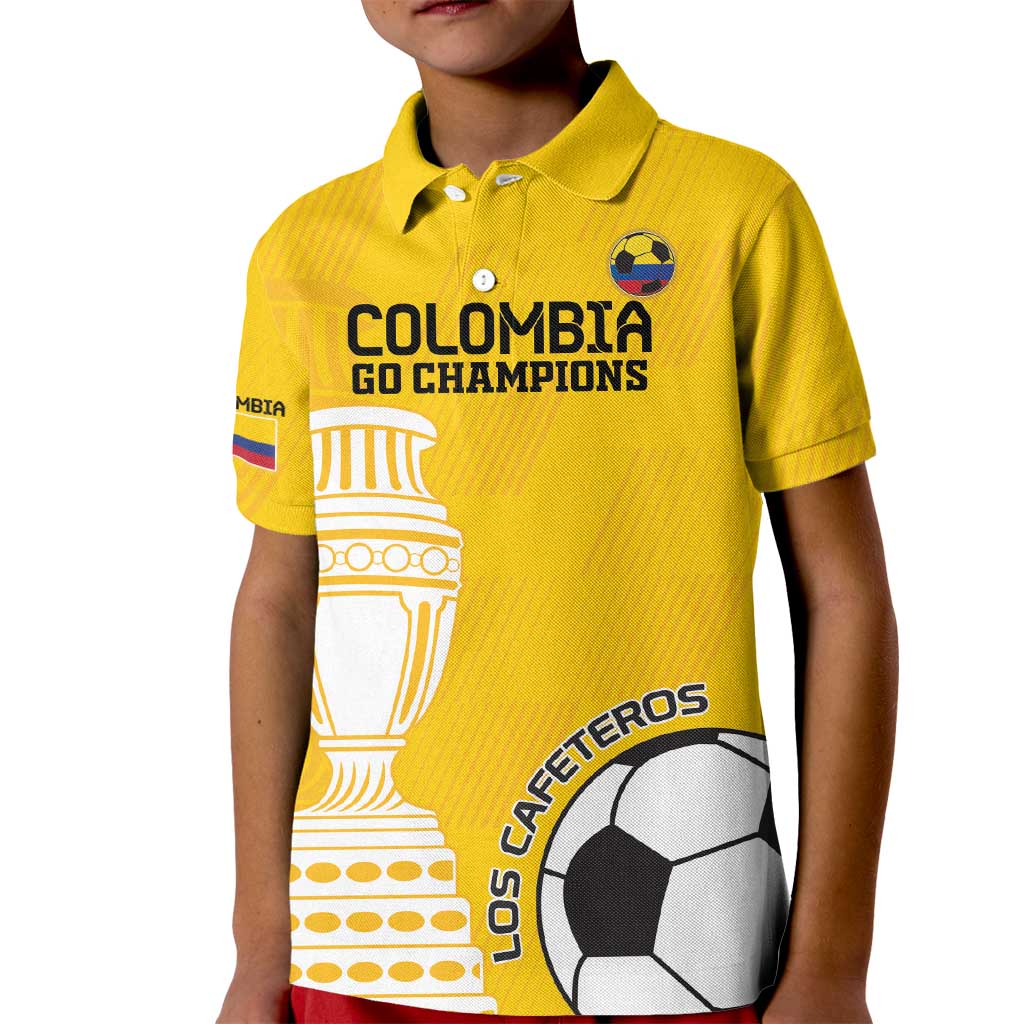 Custom Colombia Football Kid Polo Shirt Go Champions - Wonder Print Shop