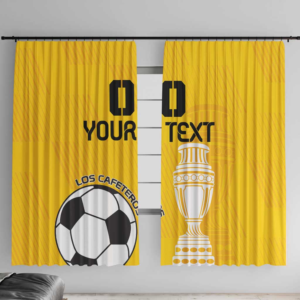Yellow football window curtain set with soccer ball and trophy printed designs