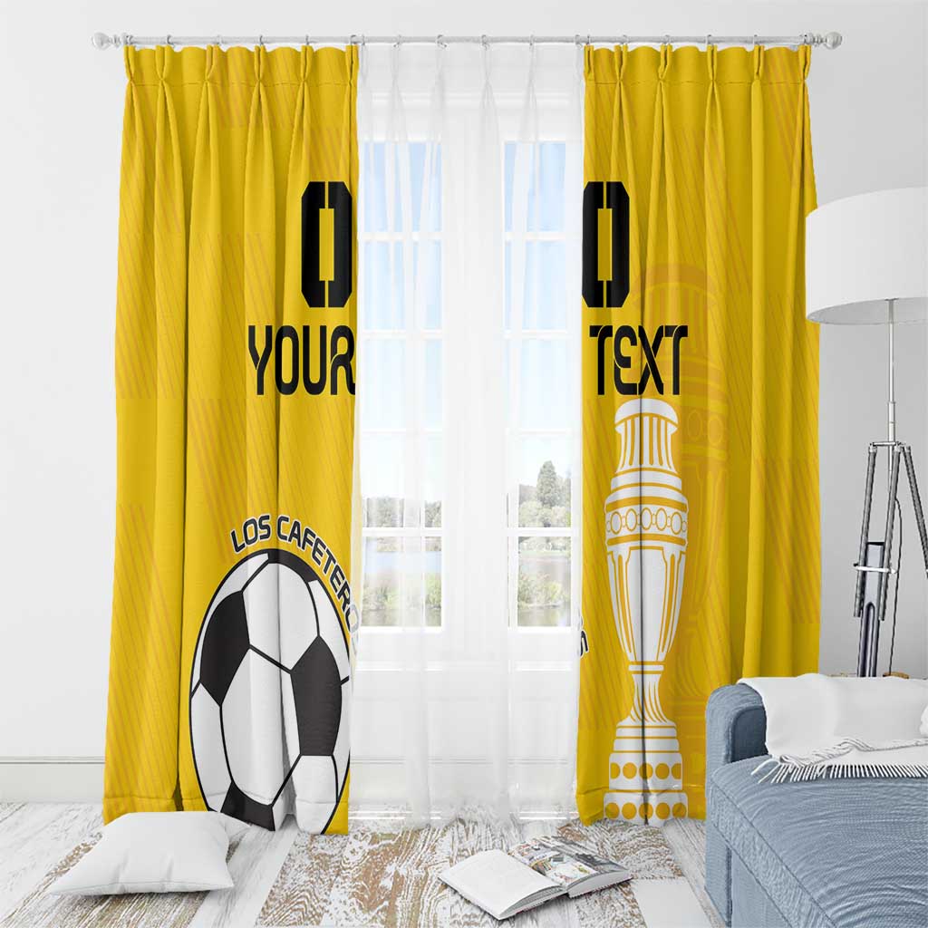 Yellow football window curtain panels with soccer ball and trophy printed designs