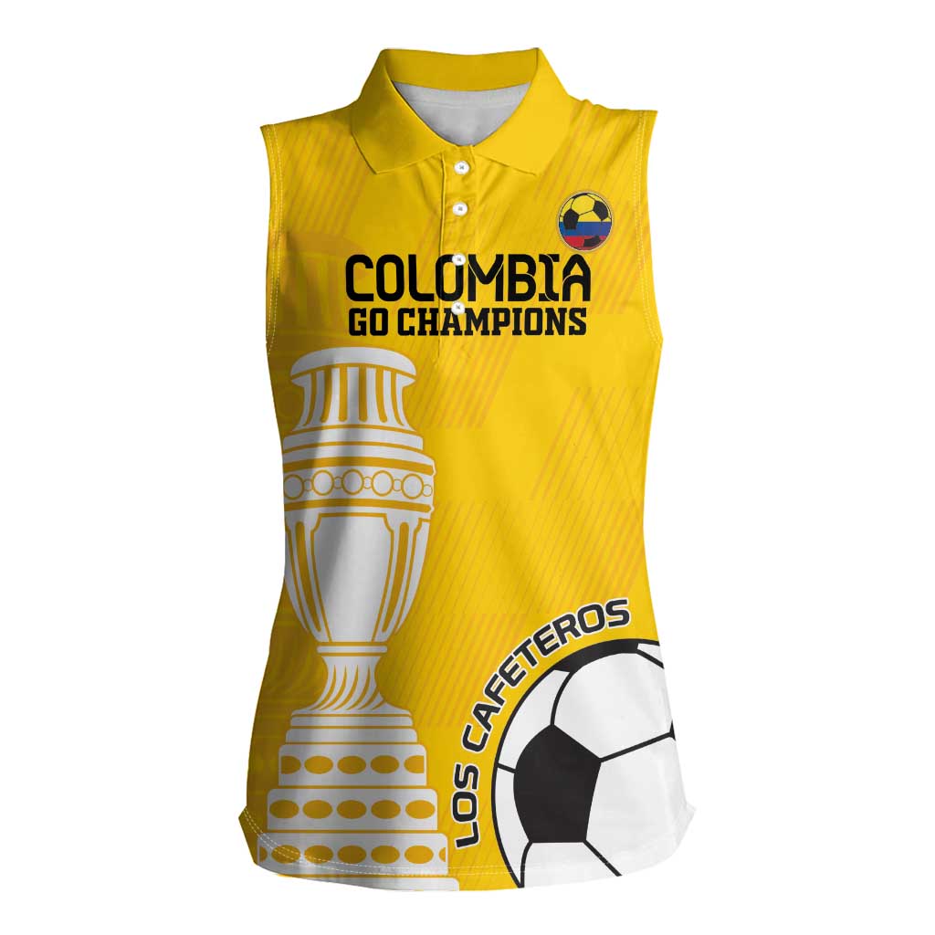 Custom Colombia Football Women Sleeveless Polo Shirt Go Champions - Wonder Print Shop