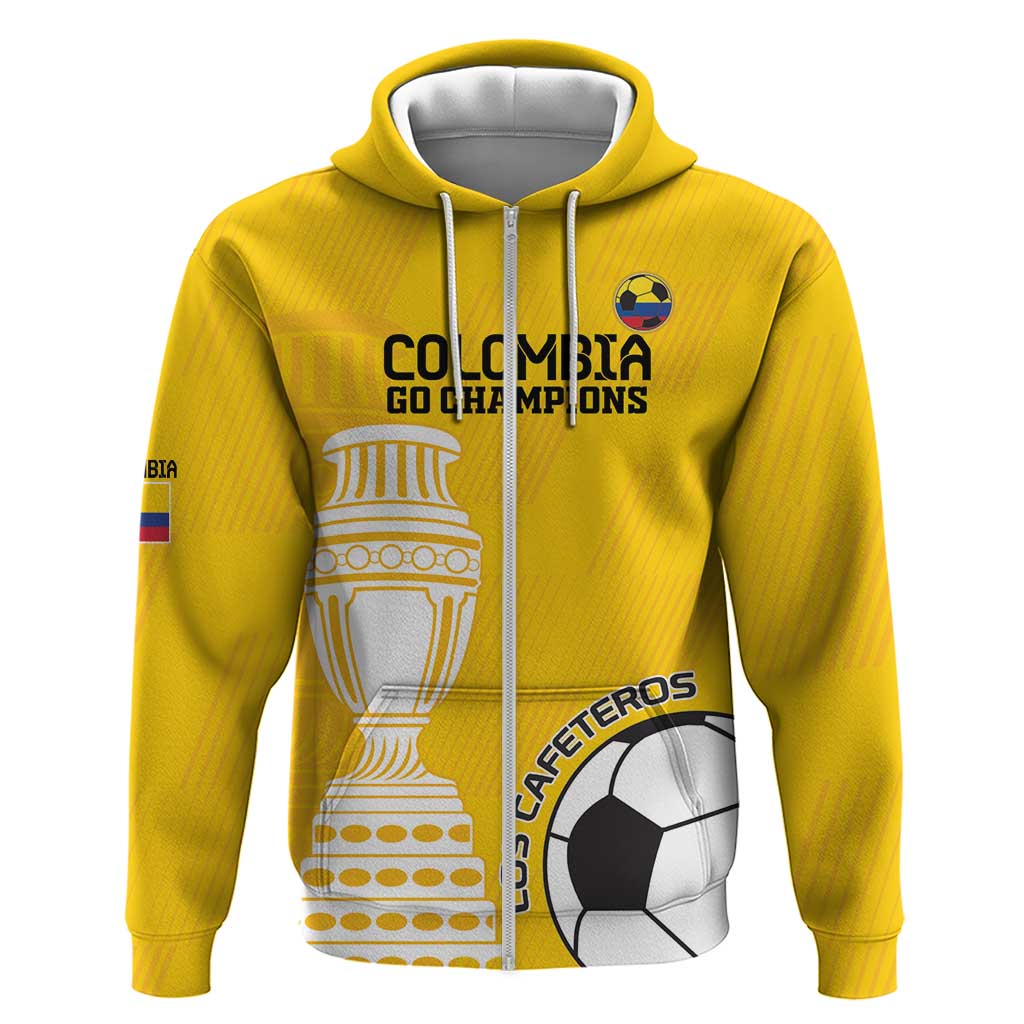 Custom Colombia Football Zip Hoodie Go Champions - Wonder Print Shop