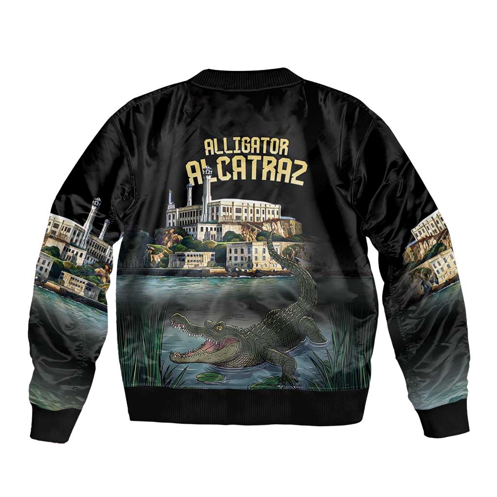 Everglades Alligator Alcatraz Florida Sleeve Zip Bomber Jacket - Wonder Print Shop