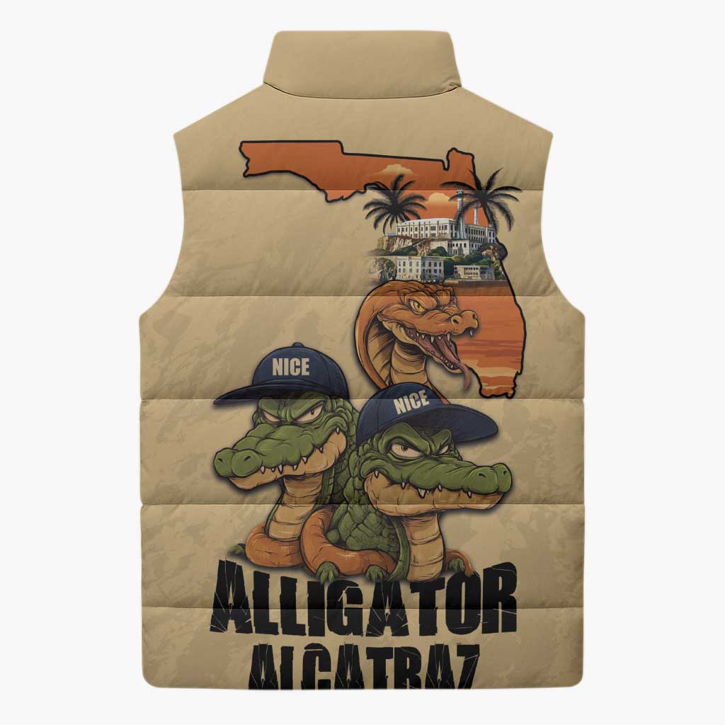 Alligator Alcatraz Prison Florida Everglades Sleeveless Puffer Jacket - Wonder Print Shop