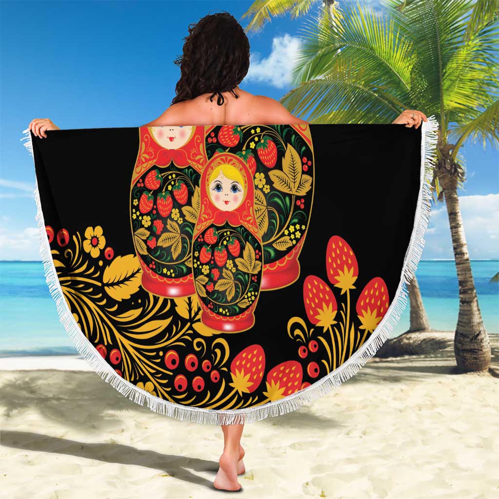 Russian Matryoshka Doll Beach Blanket Khokhloma Patterns - Wonder Print Shop