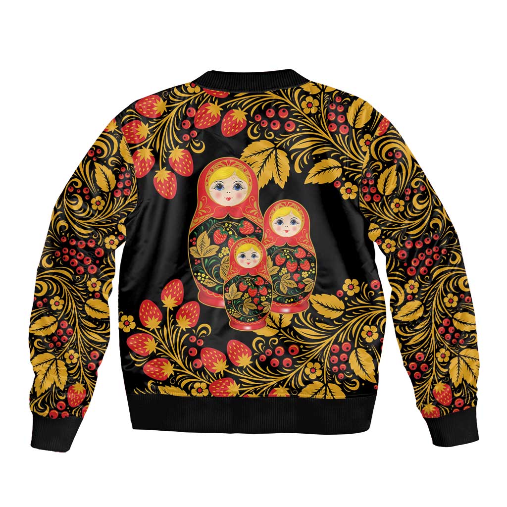 Russian Matryoshka Doll Bomber Jacket Khokhloma Patterns - Wonder Print Shop