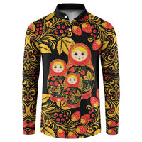 Russian Matryoshka Doll Button Sweatshirt Khokhloma Patterns - Wonder Print Shop