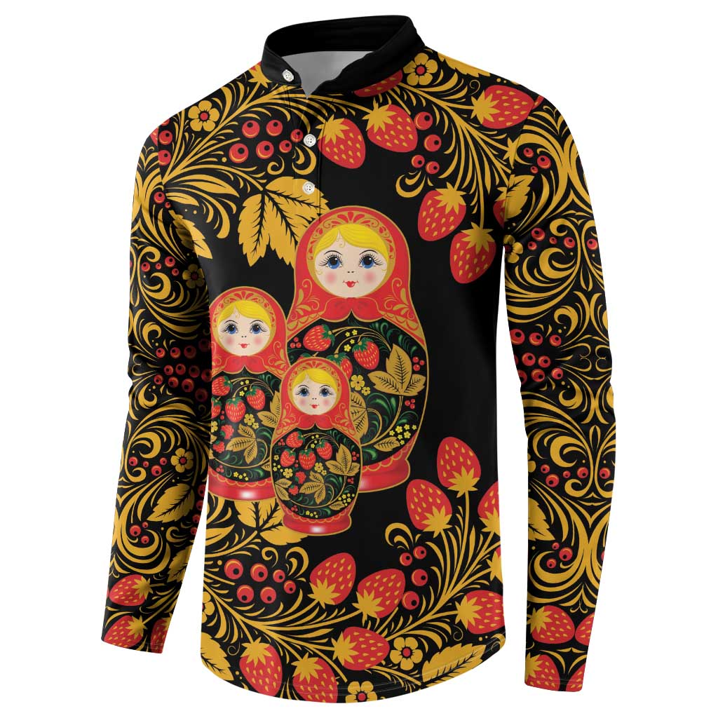 Russian Matryoshka Doll Button Sweatshirt Khokhloma Patterns - Wonder Print Shop