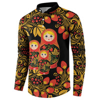 Russian Matryoshka Doll Button Sweatshirt Khokhloma Patterns - Wonder Print Shop