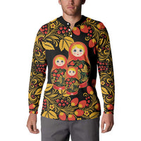 Russian Matryoshka Doll Button Sweatshirt Khokhloma Patterns - Wonder Print Shop