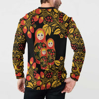 Russian Matryoshka Doll Button Sweatshirt Khokhloma Patterns - Wonder Print Shop