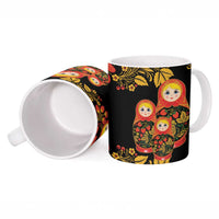 Russian Matryoshka Doll Ceramic Mug Khokhloma Patterns - Wonder Print Shop