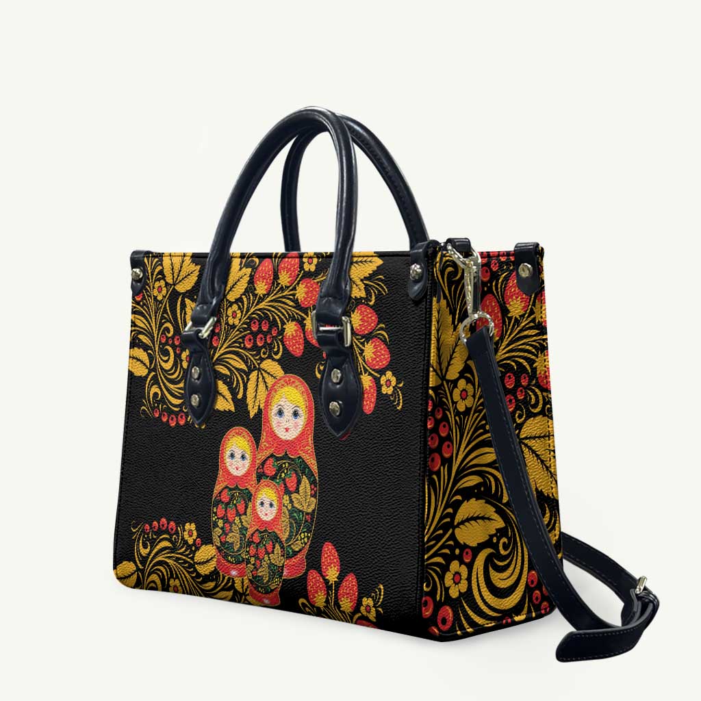 Russian Matryoshka Doll Leather Bag Khokhloma Patterns - Wonder Print Shop