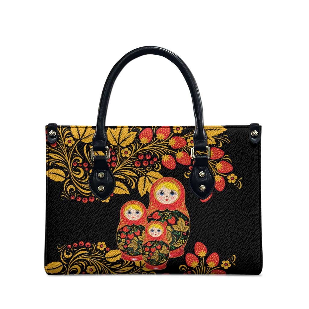 Russian Matryoshka Doll Leather Bag Khokhloma Patterns - Wonder Print Shop