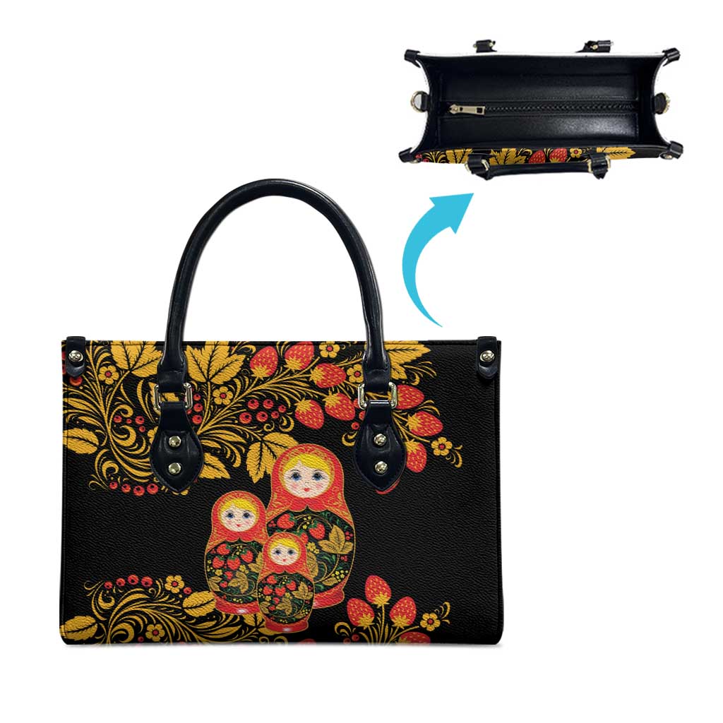 Russian Matryoshka Doll Leather Bag Khokhloma Patterns - Wonder Print Shop