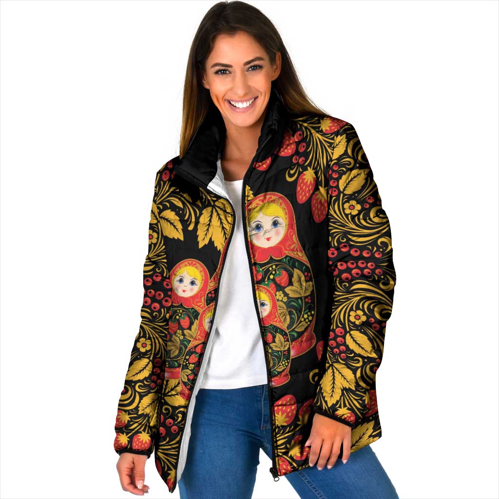 Russian Matryoshka Doll Padded Jacket Khokhloma Patterns - Wonder Print Shop