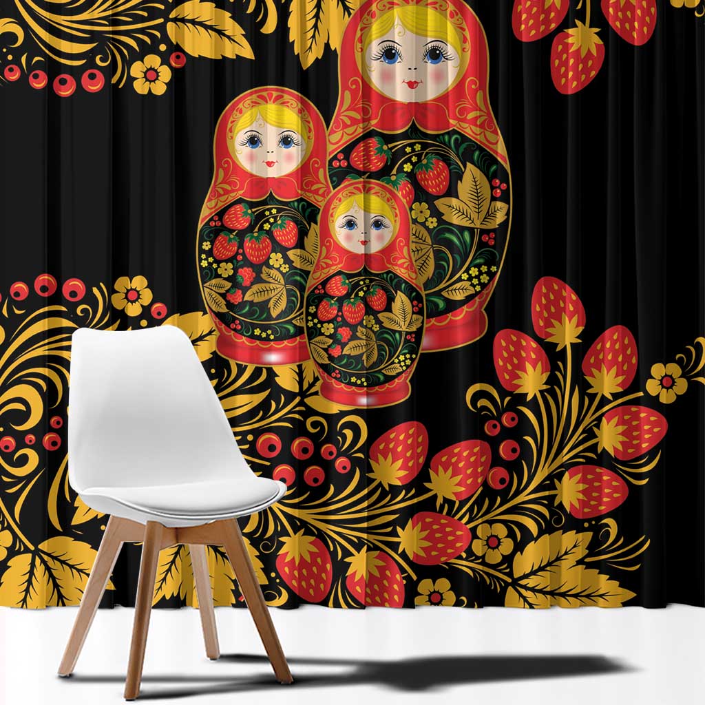 Russian Matryoshka Doll Window Curtain Khokhloma Patterns - Wonder Print Shop