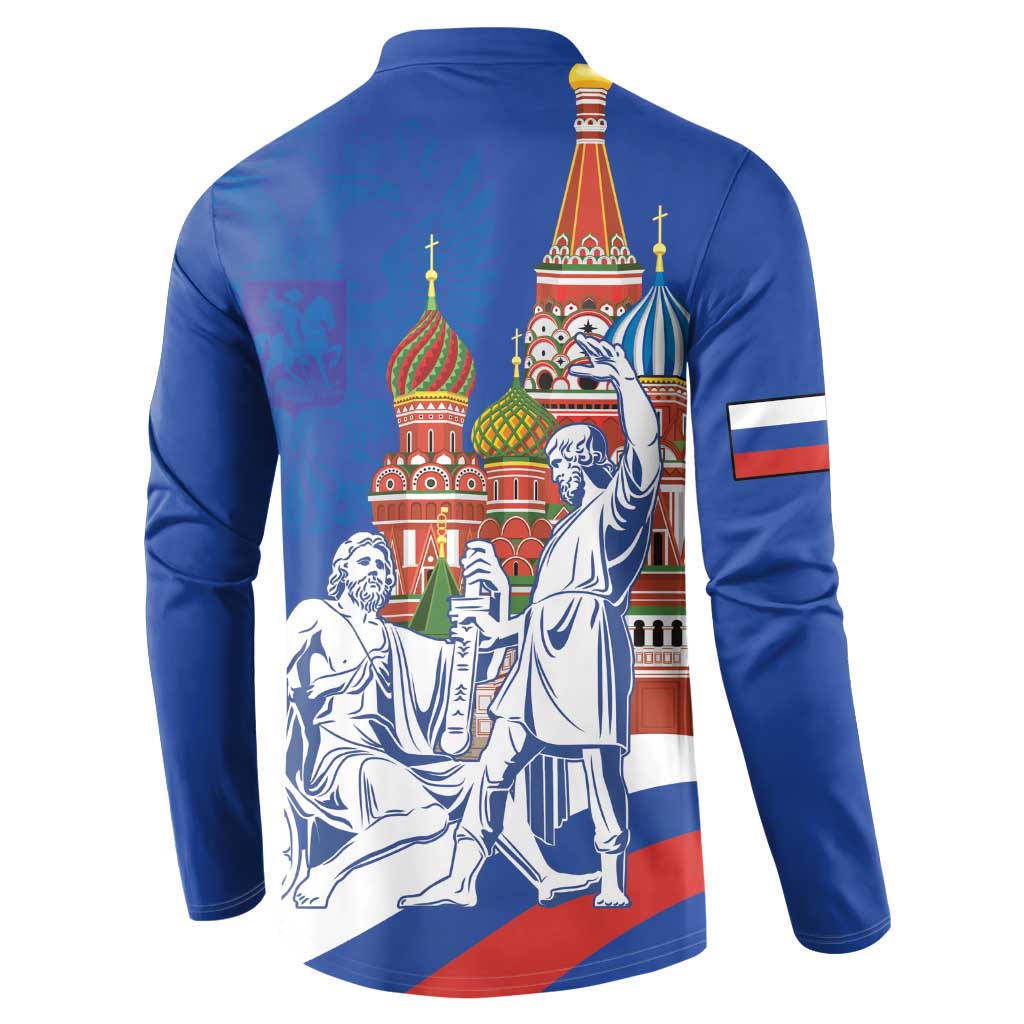 Russia National Unity Day Button Sweatshirt Minin And Pozharsky Monument - Wonder Print Shop