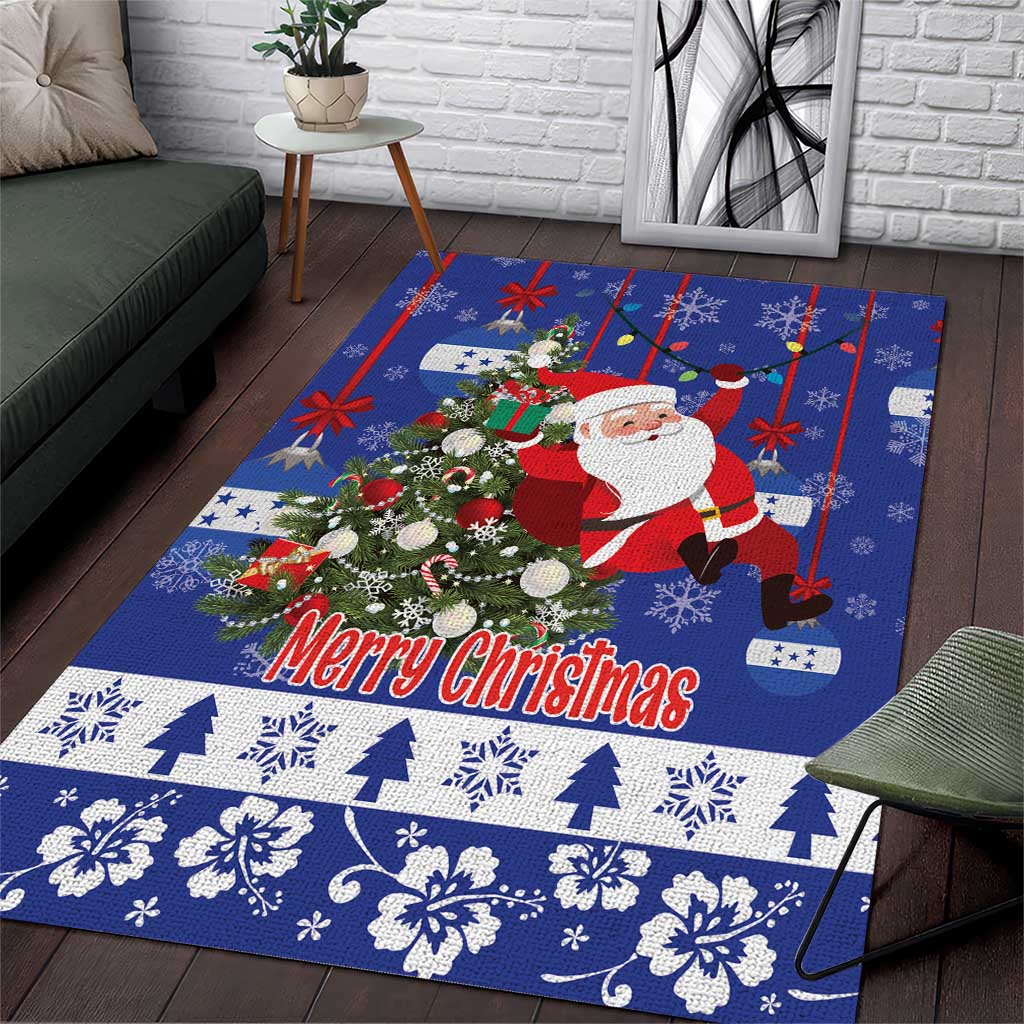 Honduras Santa Claus Christmas Area Rug Christmas Tree With Flag Background - Wonder Print Shop