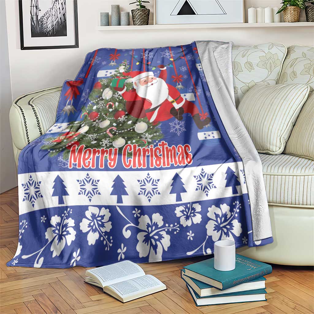 Honduras Santa Claus Christmas Blanket Christmas Tree With Flag Background