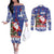 Honduras Santa Claus Christmas Couples Matching Off The Shoulder Long Sleeve Dress and Long Sleeve Button Shirt Christmas Tree With Flag Background