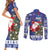 Honduras Santa Claus Christmas Couples Matching Short Sleeve Bodycon Dress and Long Sleeve Button Shirt Christmas Tree With Flag Background - Wonder Print Shop