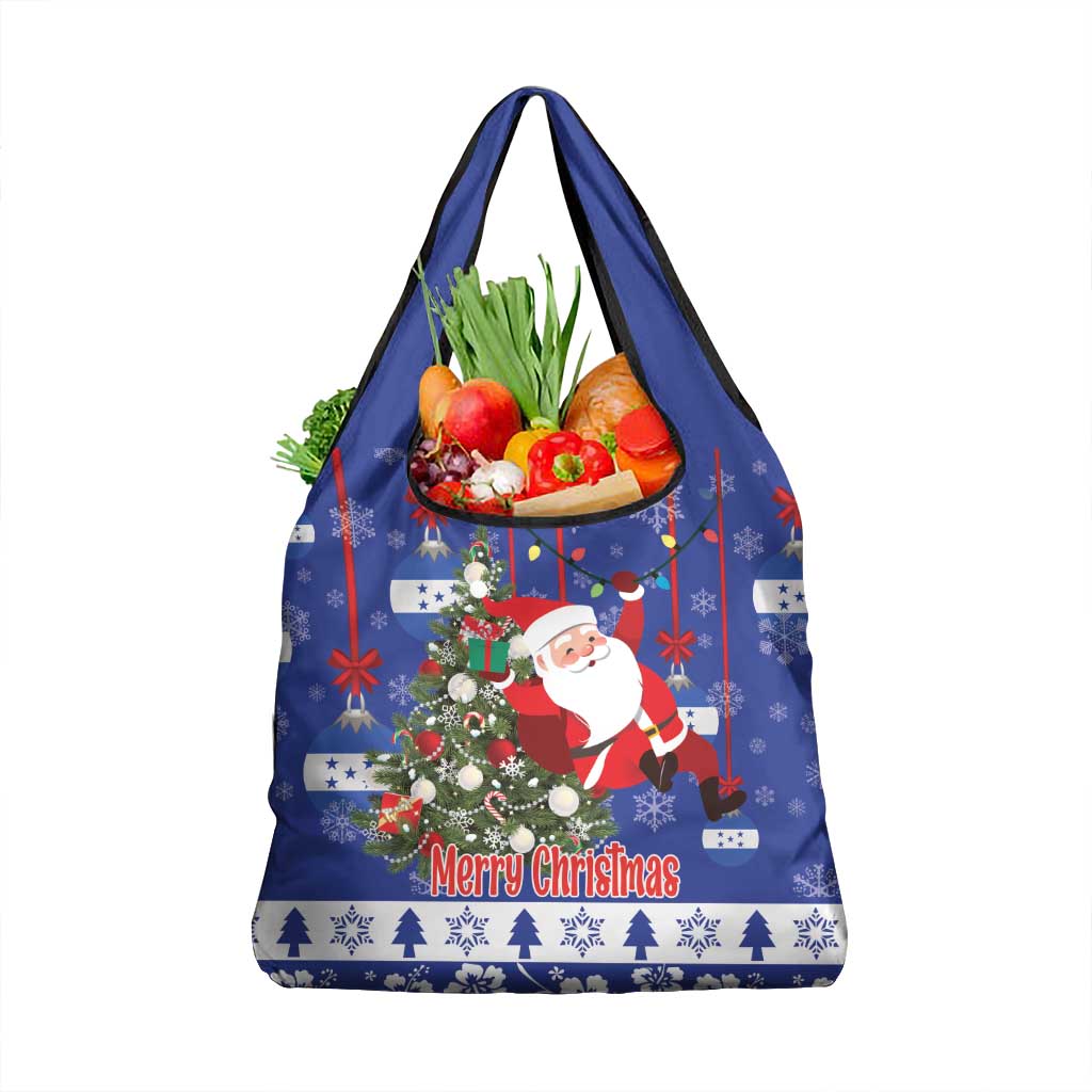 Honduras Santa Claus Christmas Grocery Bag Christmas Tree With Flag Background