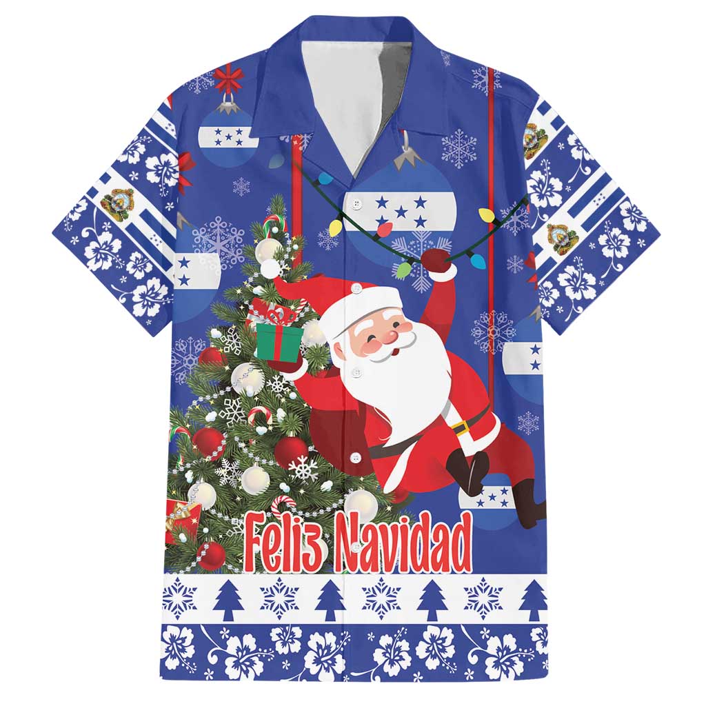 Honduras Santa Claus Christmas Hawaiian Shirt Christmas Tree With Flag Background - Wonder Print Shop