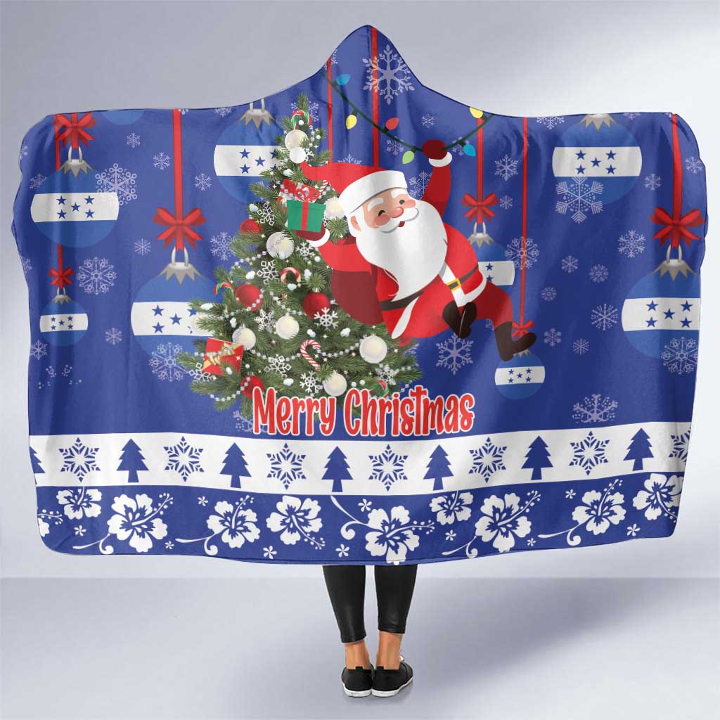 Honduras Santa Claus Christmas Hooded Blanket Christmas Tree With Flag Background