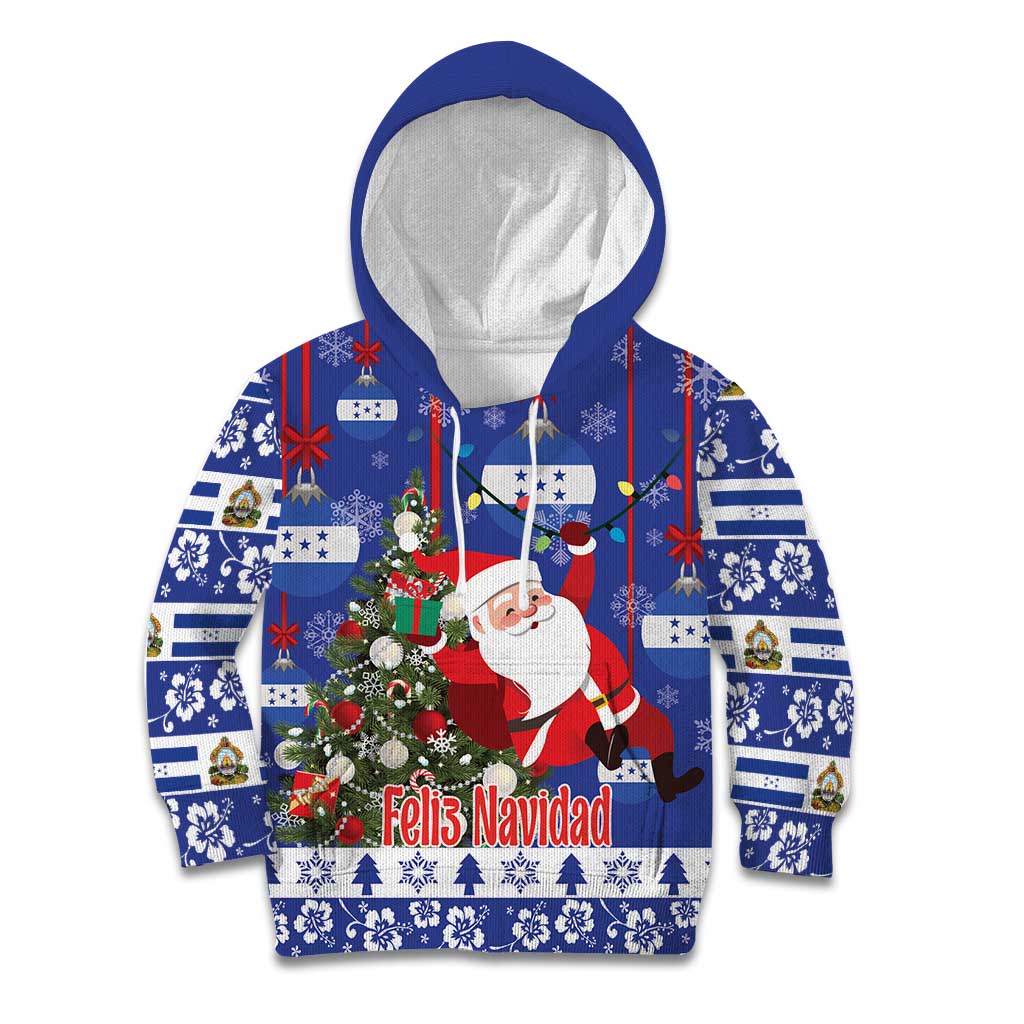 Honduras Santa Claus Christmas Kid Hoodie Christmas Tree With Flag Background - Wonder Print Shop