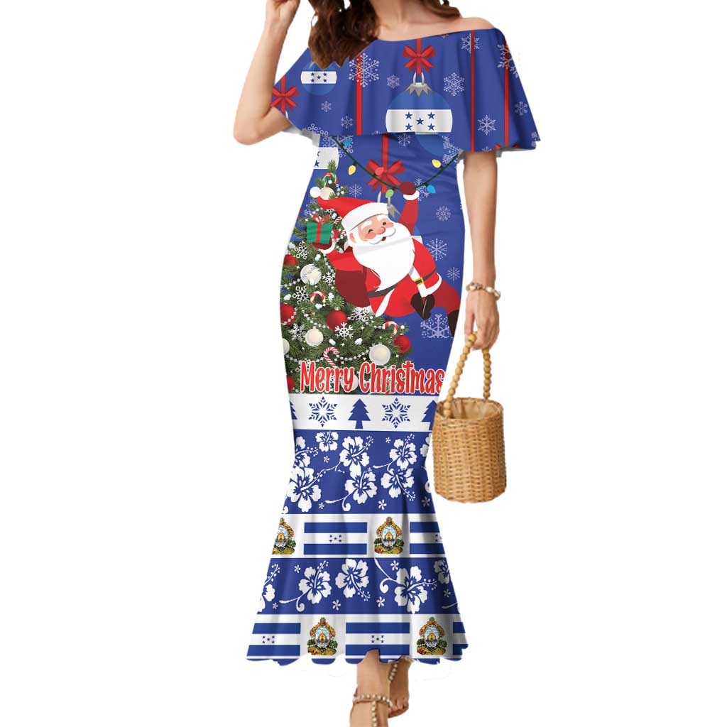 Honduras Santa Claus Christmas Mermaid Dress Christmas Tree With Flag Background - Wonder Print Shop