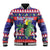 Belize Keel-billed Toucan Bird Christmas Baseball Jacket Feliz Navidad With Knitted Christmas Pattern - Wonder Print Shop