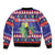 Belize Keel-billed Toucan Bird Christmas Bomber Jacket Feliz Navidad With Knitted Christmas Pattern - Wonder Print Shop