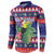 Belize Keel-billed Toucan Bird Christmas Button Sweatshirt Feliz Navidad With Knitted Christmas Pattern - Wonder Print Shop