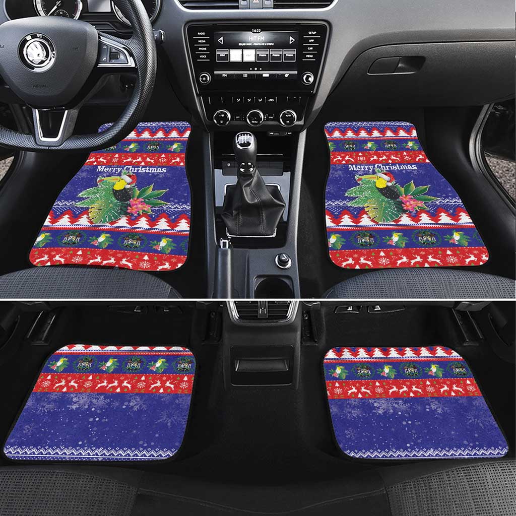 Belize Keel-billed Toucan Bird Christmas Car Mats Feliz Navidad With Knitted Christmas Pattern - Wonder Print Shop