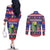 Belize Keel-billed Toucan Bird Christmas Couples Matching Off The Shoulder Long Sleeve Dress and Long Sleeve Button Shirt Feliz Navidad With Knitted Christmas Pattern