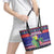 Belize Keel-billed Toucan Bird Christmas Leather Tote Bag Feliz Navidad With Knitted Christmas Pattern - Wonder Print Shop