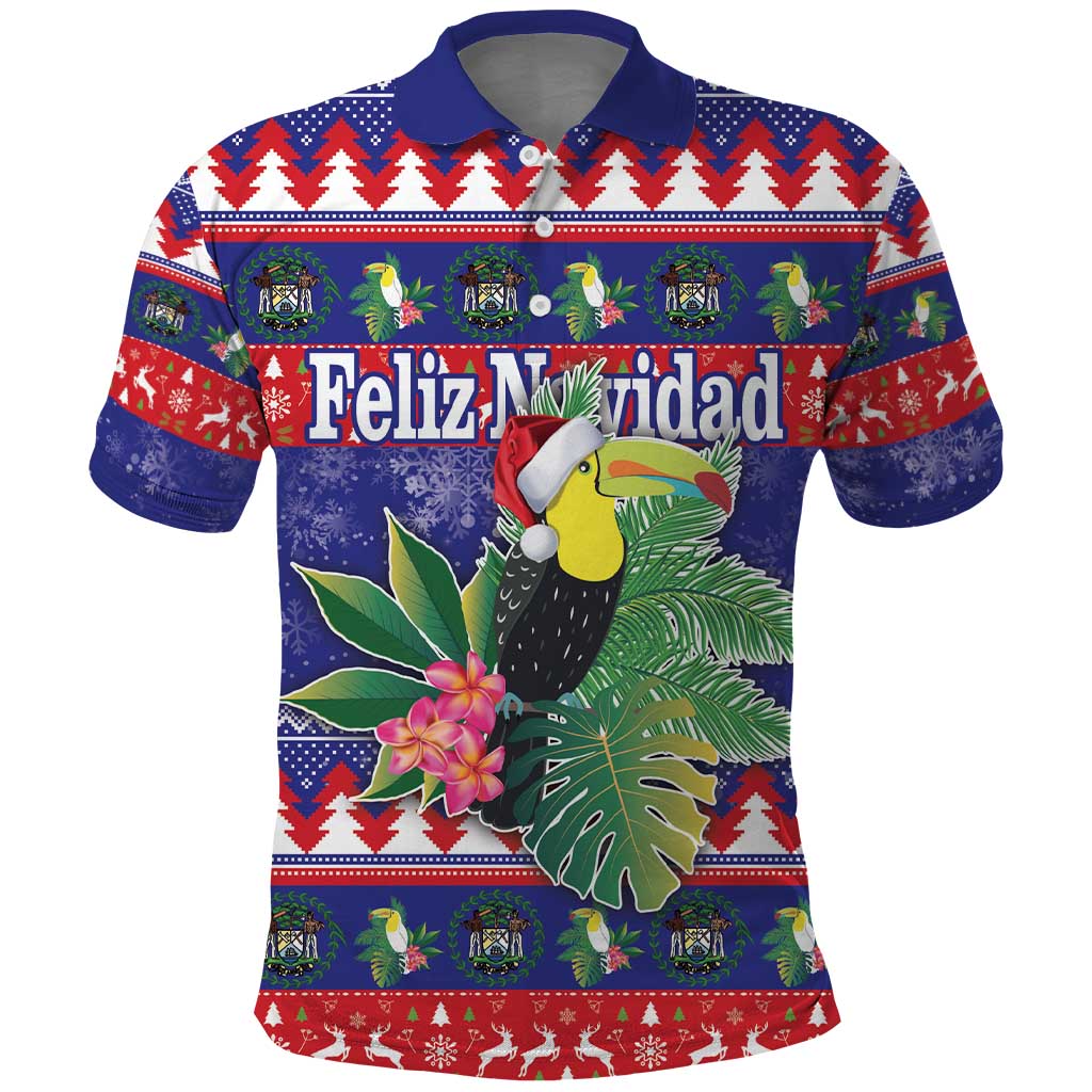 Belize Keel-billed Toucan Bird Christmas Polo Shirt Feliz Navidad With Knitted Christmas Pattern - Wonder Print Shop