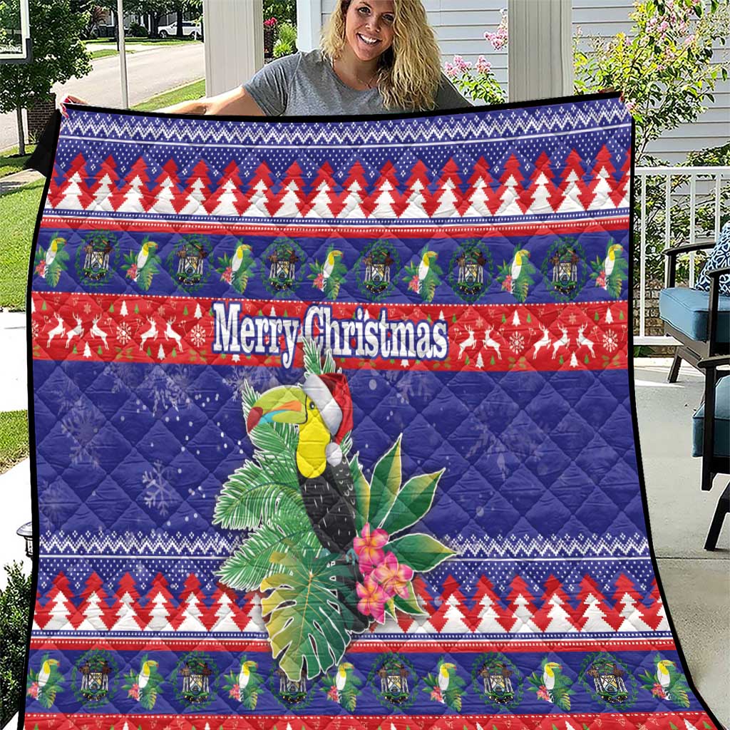 Belize Keel-billed Toucan Bird Christmas Quilt Feliz Navidad With Knitted Christmas Pattern