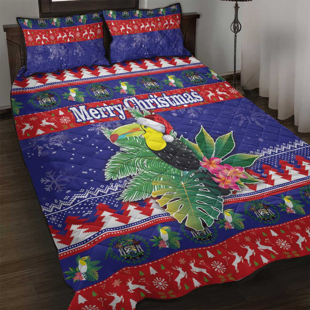 Belize Keel-billed Toucan Bird Christmas Quilt Bed Set Feliz Navidad With Knitted Christmas Pattern