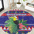 Belize Keel-billed Toucan Bird Christmas Round Carpet Feliz Navidad With Knitted Christmas Pattern