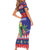 Belize Keel-billed Toucan Bird Christmas Short Sleeve Bodycon Dress Feliz Navidad With Knitted Christmas Pattern